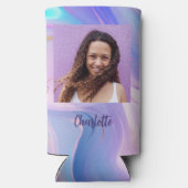 Rafraîchisseur Pour Canette Slim Nom de photo rose violet holographique (Verso)