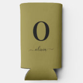 Rafraîchisseur Pour Canette Slim Nom De Script Monogramme Or Personnalisé Et Noir (Verso)