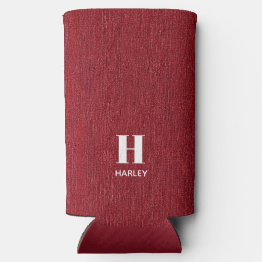 Rafraîchisseur Pour Canette Slim Nom du monogramme Rouge Denim Imprimer mince (Verso)