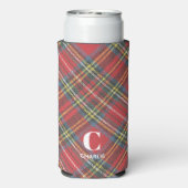 Rafraîchisseur Pour Canette Slim Nom Initial, Stewart Tartan Plaid (Seltzer Verso)