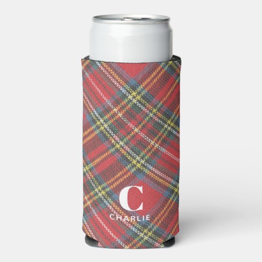 Rafraîchisseur Pour Canette Slim Nom Initial, Stewart Tartan Plaid (Seltzer Recto)