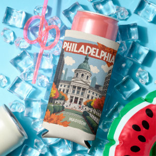 Rafraîchisseur Pour Canette Slim Nom personnalisé Retro Philadelphie