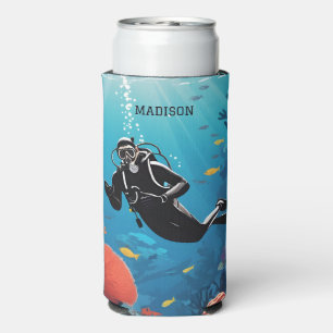Rafraîchisseur Pour Canette Slim Nom personnalisé Scuba Diver