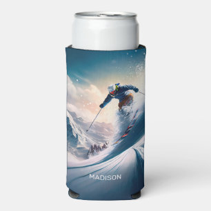 Rafraîchisseur Pour Canette Slim Nom personnalisé Skier de montagne
