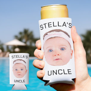 Rafraîchisseur Pour Canette Slim Nouveau cadeau Oncle, personnalisé bébé visage pho