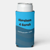 Rafraîchisseur Pour Canette Slim Ocean Blue Beach Waves Wedding Faveurs (Seltzer Recto)