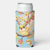 Rafraîchisseur Pour Canette Slim Oiseaux mignons et heureux parmi les fleurs du pri (Seltzer Recto)