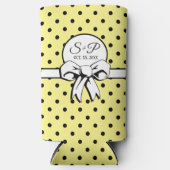 Rafraîchisseur Pour Canette Slim Pale Jaune Polka Pot Blanc Bow Personnalisé (Recto)