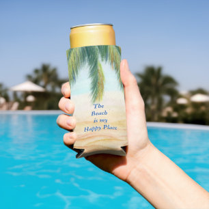 Rafraîchisseur Pour Canette Slim Palmier par jour ensoleillé sur la plage