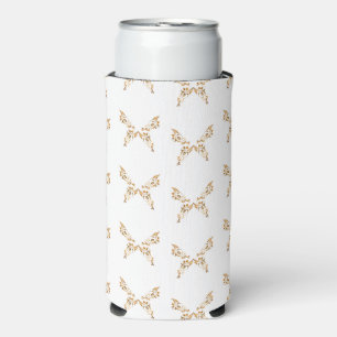 Rafraîchisseur Pour Canette Slim Papillons floraux fleuris blancs