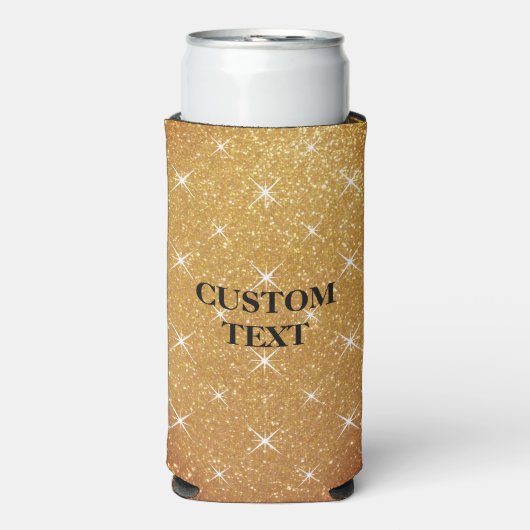 Rafraîchisseur Pour Canette Slim Parties scintillant d'or brillant imprimé personna (Seltzer Recto)