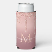 Rafraîchisseur Pour Canette Slim Parties scintillant rose Gold Blush Nom Lettre Can (Seltzer Recto)