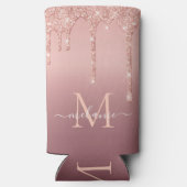 Rafraîchisseur Pour Canette Slim Parties scintillant rose Gold Blush Nom Lettre Can (Verso)