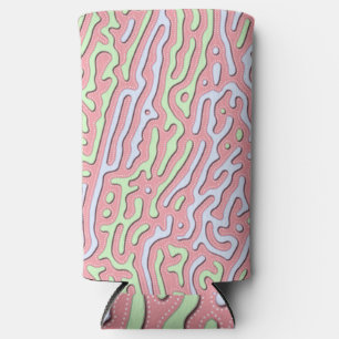 Rafraîchisseur Pour Canette Slim Pastel Kawaii Design Abstrait de Squiggle coloré