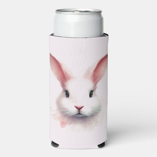 Rafraîchisseur Pour Canette Slim Pastel Pink Bunny Face Can Cooler (Seltzer Recto)