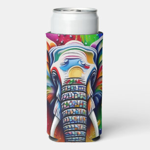 Rafraîchisseur Pour Canette Slim Peinture colorée Splatter Eléphant africain