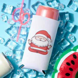 Rafraîchisseur Pour Canette Slim Père Noël Kawaii Drôle de Yoga Méditation