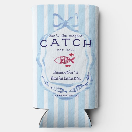 Rafraîchisseur Pour Canette Slim Perfect Plage Preppy Pêche Bachelorette (Verso)