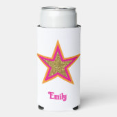 Rafraîchisseur Pour Canette Slim Personalized name elegant gold &pink star  (Seltzer Recto)