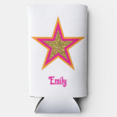 Rafraîchisseur Pour Canette Slim Personalized name elegant gold &pink star  (Recto)