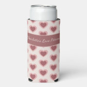 Rafraîchisseur Pour Canette Slim Personalized Retro Hearts Pink Burgundy (Seltzer Recto)