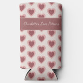 Rafraîchisseur Pour Canette Slim Personalized Retro Hearts Pink Burgundy (Recto)