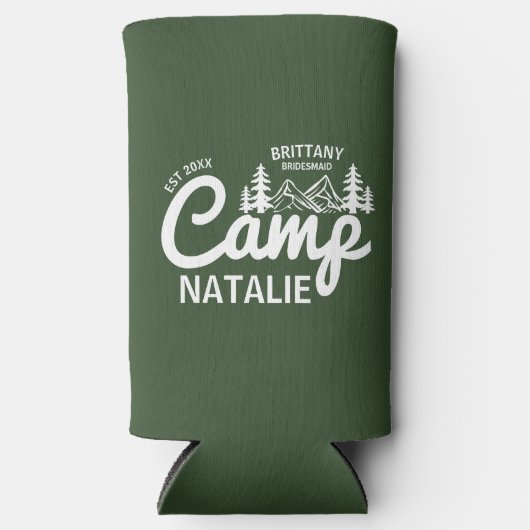Rafraîchisseur Pour Canette Slim Personnalisé Camp Bach Bachelorette Party Custom (Recto)