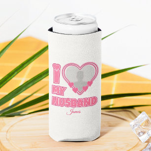 Rafraîchisseur Pour Canette Slim Personnalisé J'aime mon mari – Ajouter une photo e
