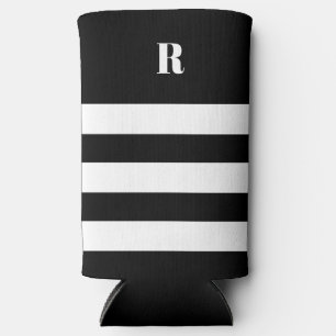 Rafraîchisseur Pour Canette Slim Personnalisé noir et blanc rayé