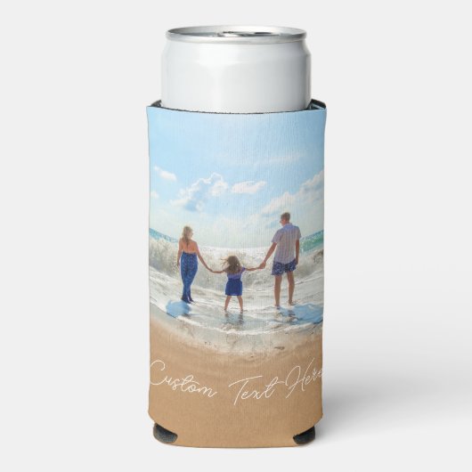 Rafraîchisseur Pour Canette Slim Personnalisé Votre photo peut refroidisseur et tex (Seltzer Recto)