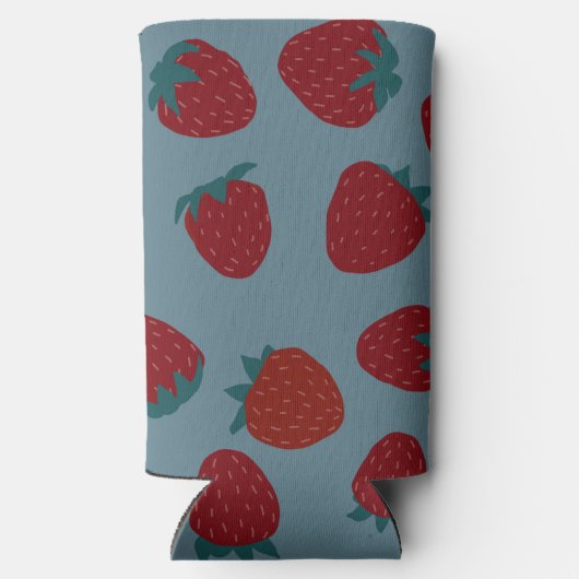 Rafraîchisseur Pour Canette Slim Peut refroidir avec des fraises sur Turquoise (Verso)