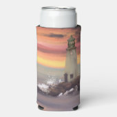 Rafraîchisseur Pour Canette Slim Phare Côtier Avec Ciel Rose Et Orange Seltze (Seltzer Recto)