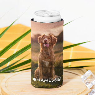 Rafraîchisseur Pour Canette Slim Photo personnalisée 2 avec le nom de votre chien