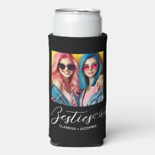 Rafraîchisseur Pour Canette Slim Photo personnalisée de Black White Bestie