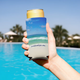 Rafraîchisseur Pour Canette Slim Photographie de plage Blue Sky Ocean Waves Custom