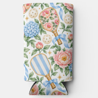 Rafraîchisseur Pour Canette Slim Pickleball Floral Bleu Prépa