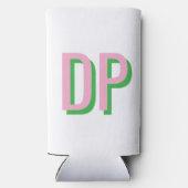 Rafraîchisseur Pour Canette Slim Pink clair + Monogramme vert (Verso)