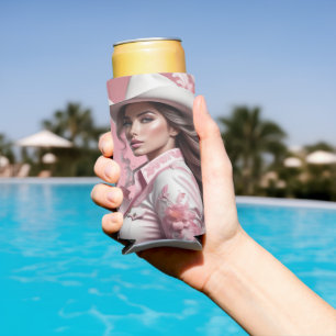 Rafraîchisseur Pour Canette Slim Pink Cowgirl à manches