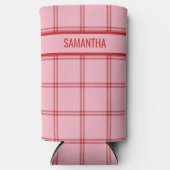 Rafraîchisseur Pour Canette Slim Pink + Red Trendy Plaid (Recto)