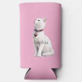 Rafraîchisseur Pour Canette Slim Pink White Cat Heart Necklace (Recto)