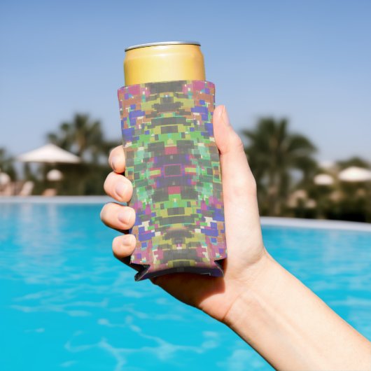 Rafraîchisseur Pour Canette Slim Pixelated Patterned Beyond Colors Of The Rainbow (Piscine in situ)