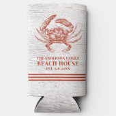Rafraîchisseur Pour Canette Slim Plage de crabe côtier Maison de bois rustique Nom (Recto)