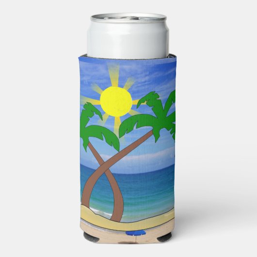 Rafraîchisseur Pour Canette Slim Plage Palm Trees Can Cooler (Seltzer Verso)