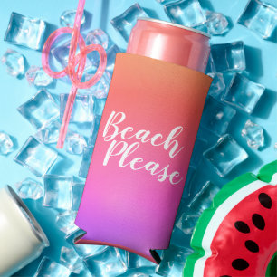 Rafraîchisseur Pour Canette Slim Plage S'il Vous Plaît Orange Rose Chaud Ombré