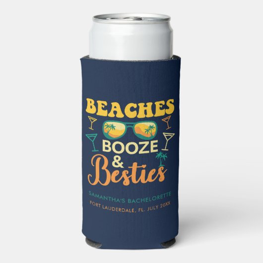 Rafraîchisseur Pour Canette Slim Plages de Fête de Fiançailles Alcool Meilleures Am (Seltzer Verso)