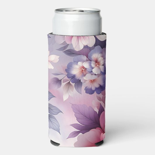 Rafraîchisseur Pour Canette Slim Plutôt rose et violet Floral Personnalisé (Seltzer Verso)