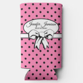 Rafraîchisseur Pour Canette Slim Poche rose et noir Pointe blanc Bow Personnalisé (Verso)