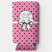 Rafraîchisseur Pour Canette Slim Poche rose et noir Pointe blanc Bow Personnalisé (Recto)