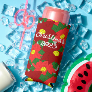 Rafraîchisseur Pour Canette Slim Poinsettias de Noël
