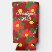 Rafraîchisseur Pour Canette Slim Poinsettias de Noël (Recto)